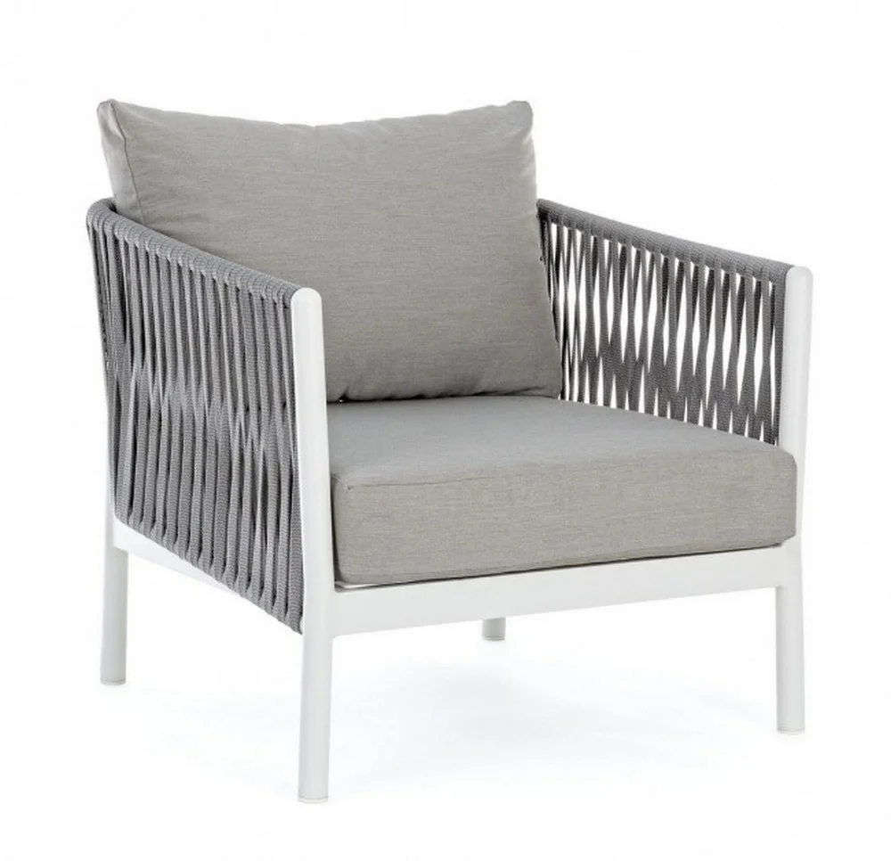 Φωτογραφία προϊόντος: Πολυθρόνα Alu Rope Florencia White 80x85x86cm (Bizzotto) (BZ-0662795)