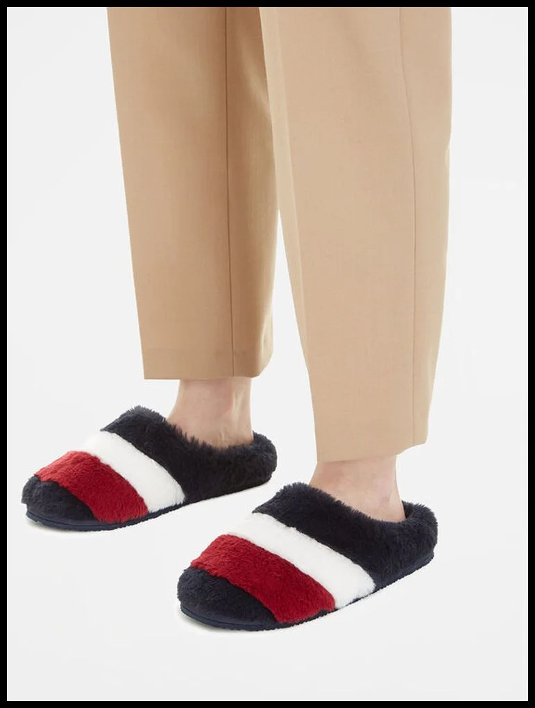 Φωτογραφία προϊόντος: TOMMY HILFIGER FLAG FUR HOME SLIPPERS FW0FW07432, ΜΠΛΕ, Γυναίκα