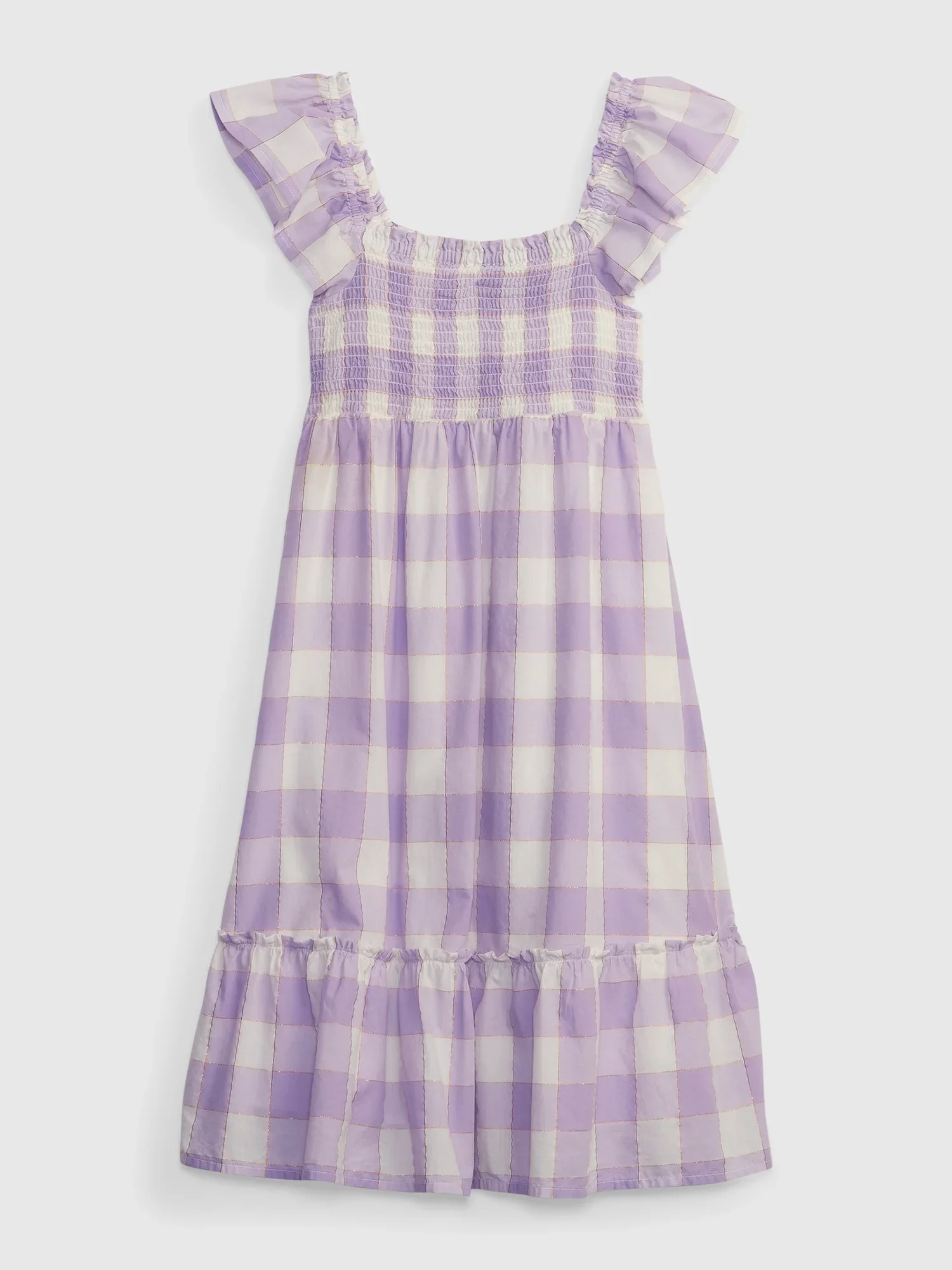 Φωτογραφία προϊόντος: GAP Μωβ Παιδικό Shiny Smocked Midi Φόρεμα purple gingham