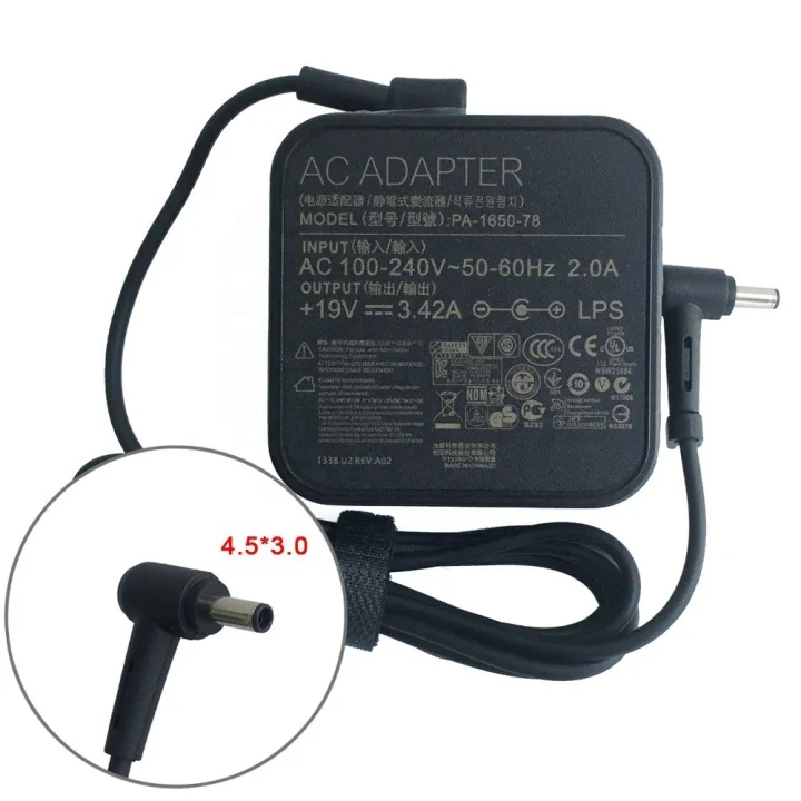 Φωτογραφία προϊόντος: Τροφοδοτικό Asus Square 19V 3.42A 65W 4.5*3.0mm με προαιρετικό καλώδιο τροφοδοσίας