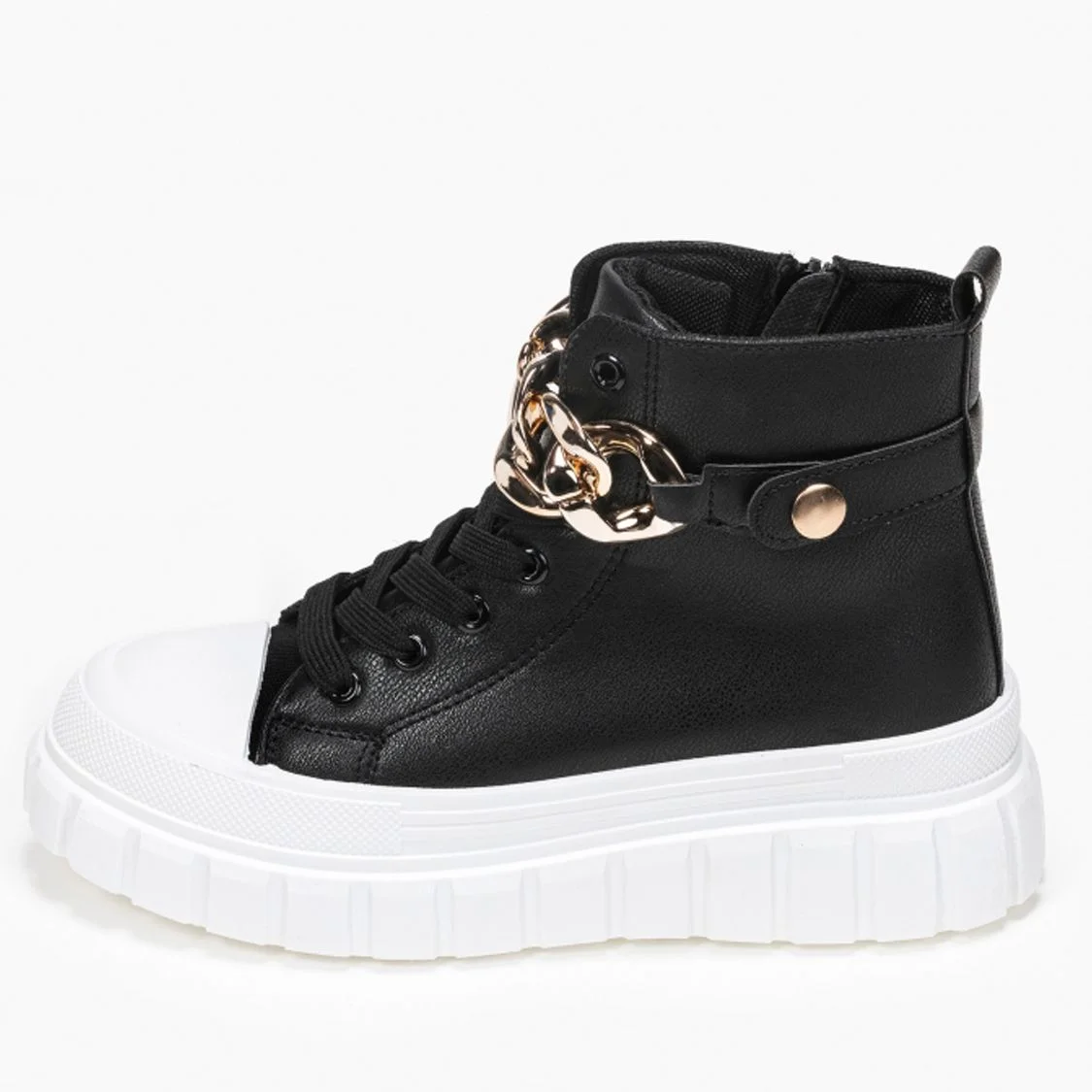 Φωτογραφία προϊόντος: PLATO Sneakers Με Χρυσή Αλυσίδα Μαύρο Χρώμα