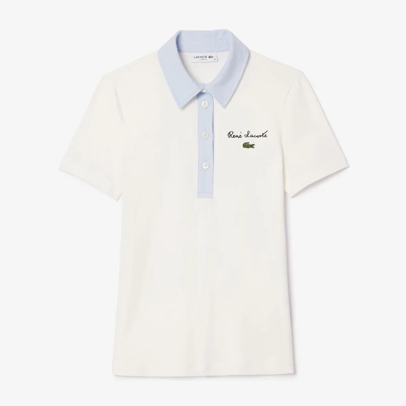 Φωτογραφία προϊόντος: Γυναικεία μπλούζα Polo Lacoste SLIM FIT Contrast White