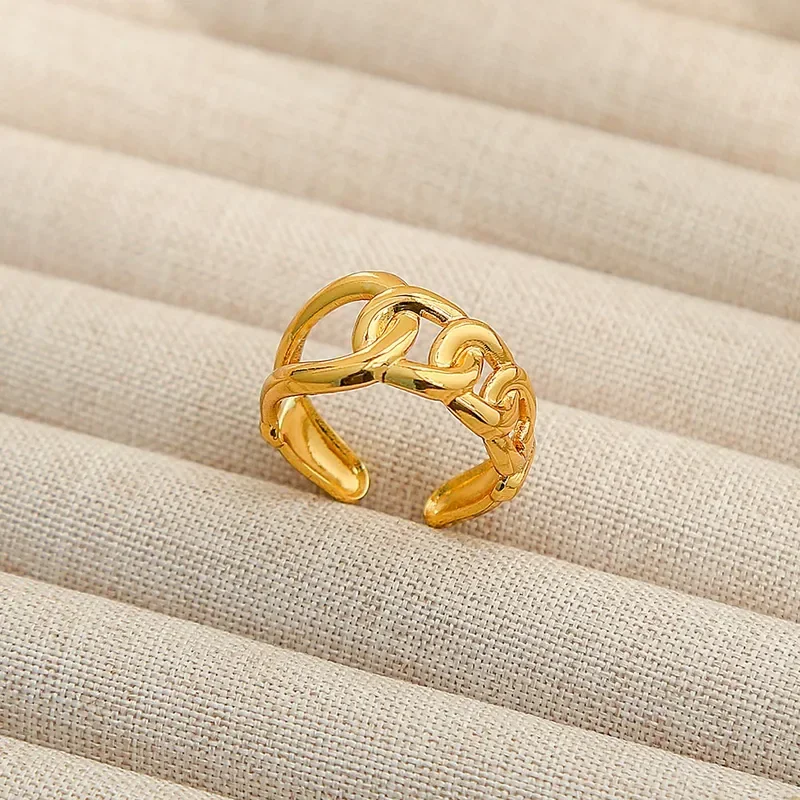 Φωτογραφία προϊόντος: Peach Jewelry Δαχτυλίδι Σχέδιο Αλυσίδα Από Ανοξείδωτο Ατσάλι 304, Επιχρυσωμένο 18K