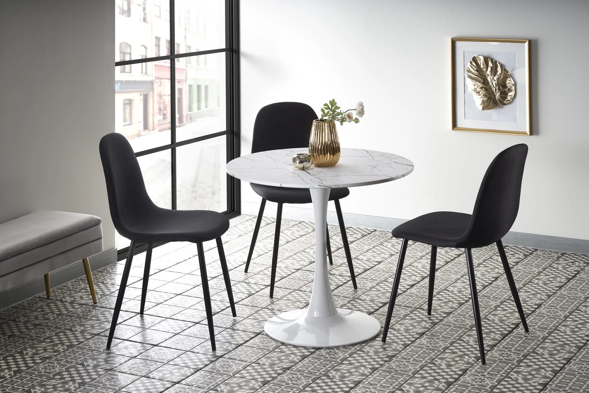 Φωτογραφία προϊόντος: DENVER table, color: top - white marble, legs - white DIOMMI V-CH-DENVER-ST