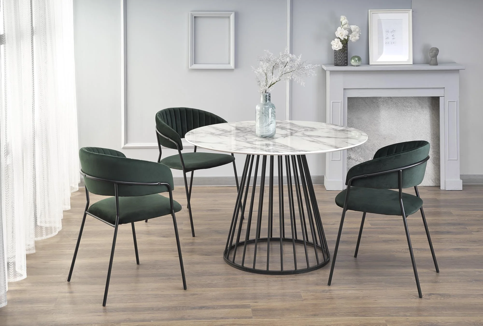 Φωτογραφία προϊόντος: BRODWAY table, color: top - white marble, legs - black DIOMMI V-CH-BRODWAY-ST