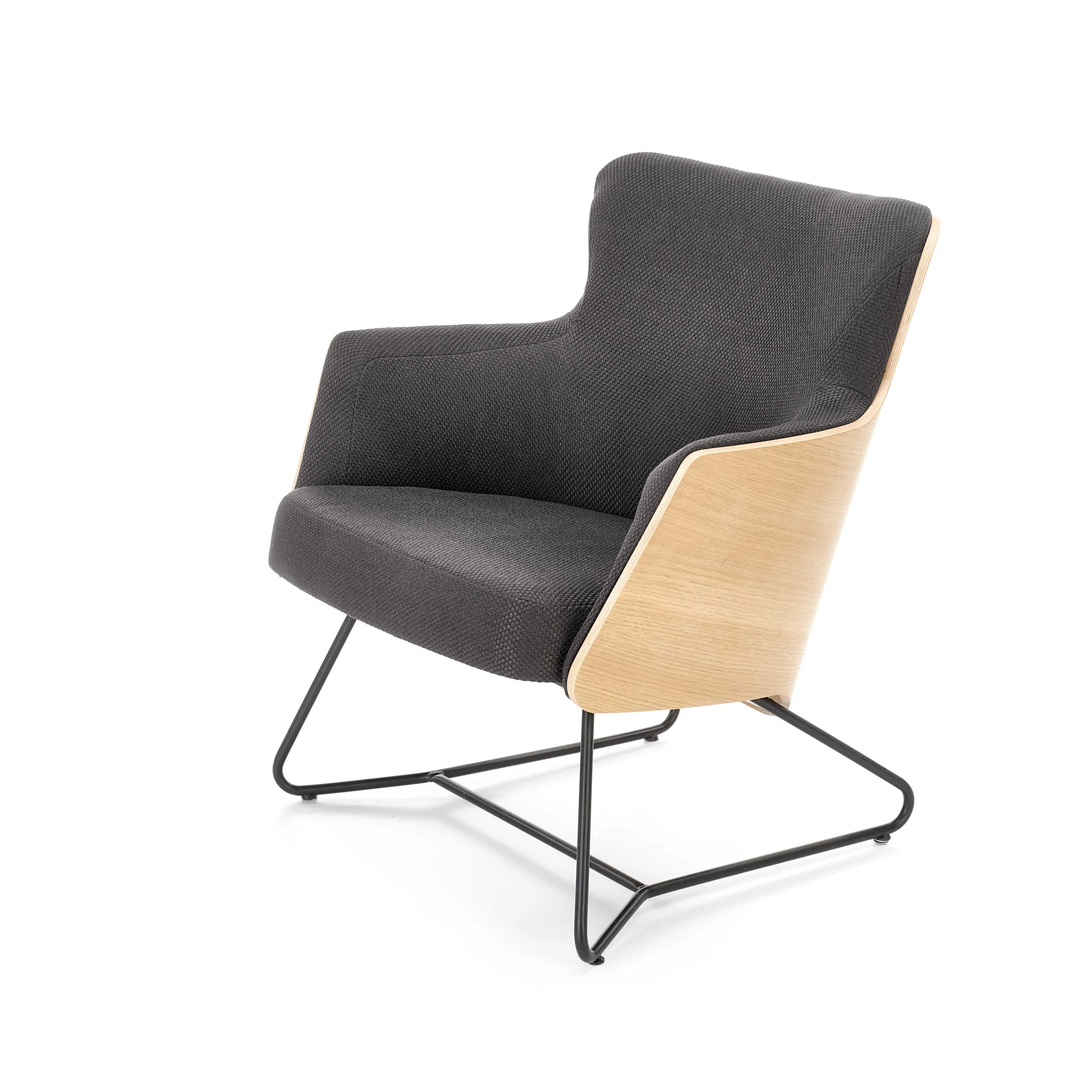 Φωτογραφία προϊόντος: CHILLOUT leisure armchair dark grey / natural oak, legs - black DIOMMI V-PL-CHILLOUT-FOT-C.POPIEL/DĄB NAT.