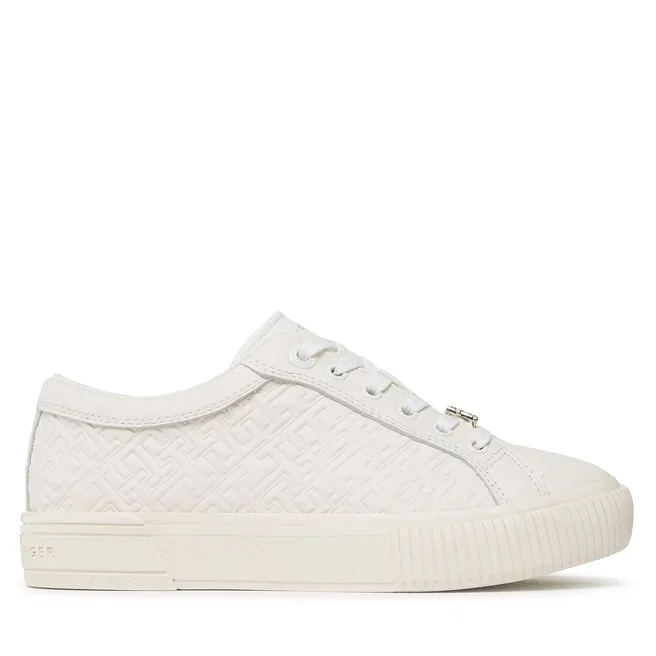 Φωτογραφία προϊόντος: Γυναικεία Sneakers Tommy Hilfiger Th Monogram Leather FW0FW06858 - 41, ΕΚΡΟΥ