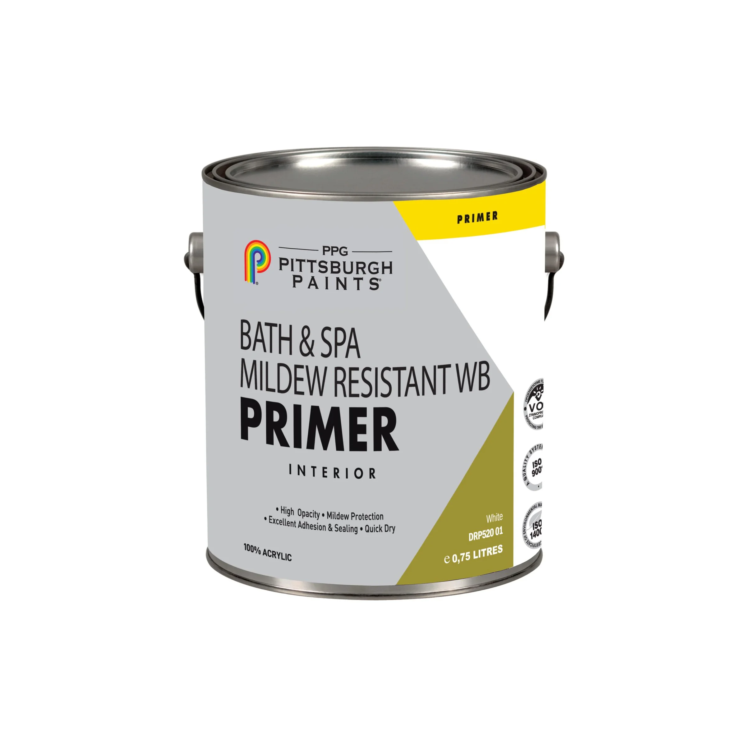 Φωτογραφία προϊόντος: PPG Bath + Spa Mildew Resistant WB Primer Αντιμουχλικό Υπόστρωμα Νερού για Μπάνια + Σπα DRP 520 Pittsburgh Paints 750ml