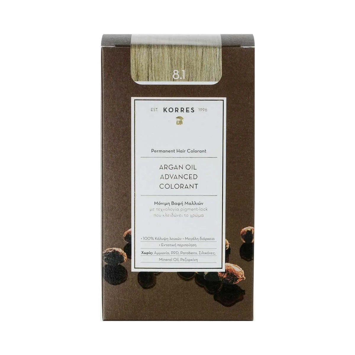 Φωτογραφία προϊόντος: Medipharmacy Korres Argan Oil Advanced Colorant Βαφή Μαλλιών 8.1 Ξανθό Ανοικτό Σαντρέ 50 ml