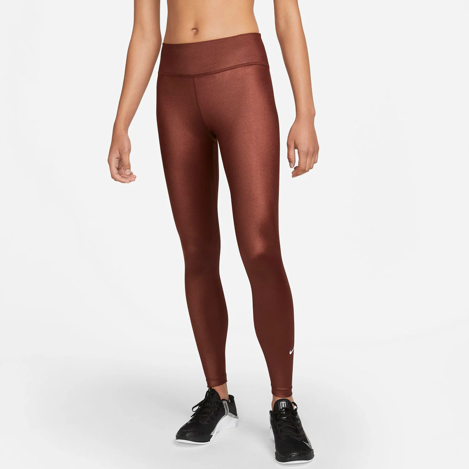 Φωτογραφία προϊόντος: NIKE DRI-FIT ONE MID-RISE SHINE LEGGINGS ΚΑΦΕ