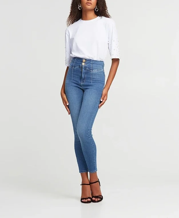 Φωτογραφία προϊόντος: Ψηλόμεσο denim σε στενή γραμμή, Μπλε Denim, Lynne