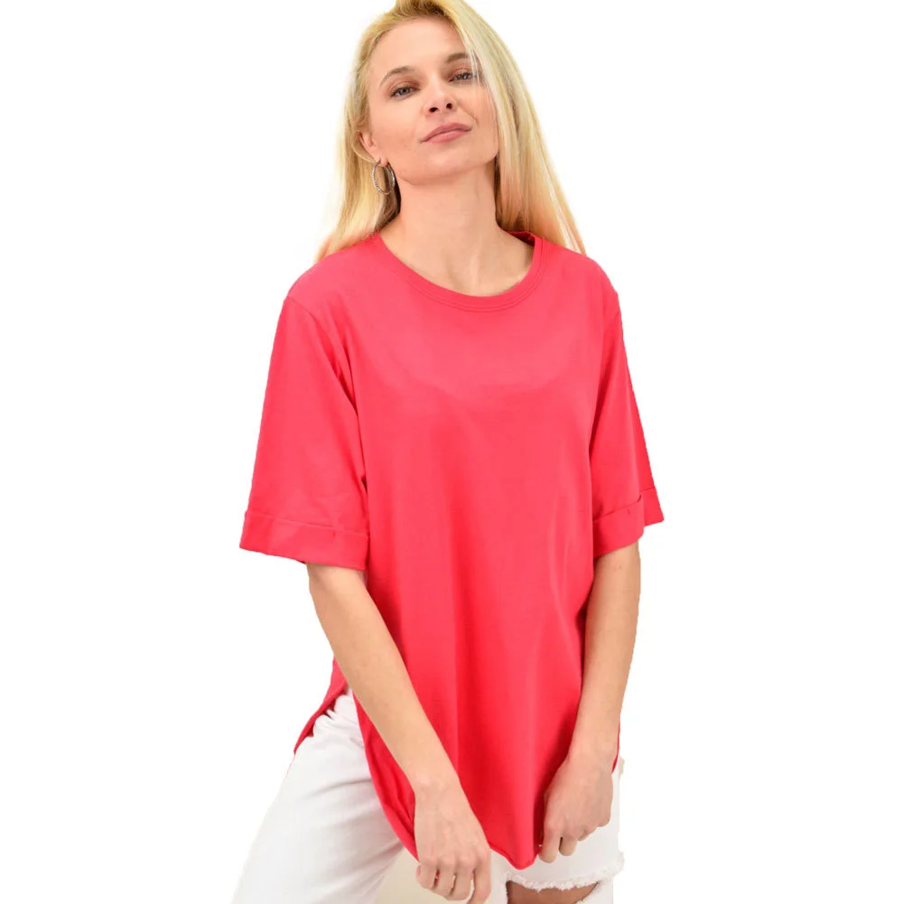Φωτογραφία προϊόντος: Potre Γυναικείο T-shirt μονόχρωμο oversized / Φούξια