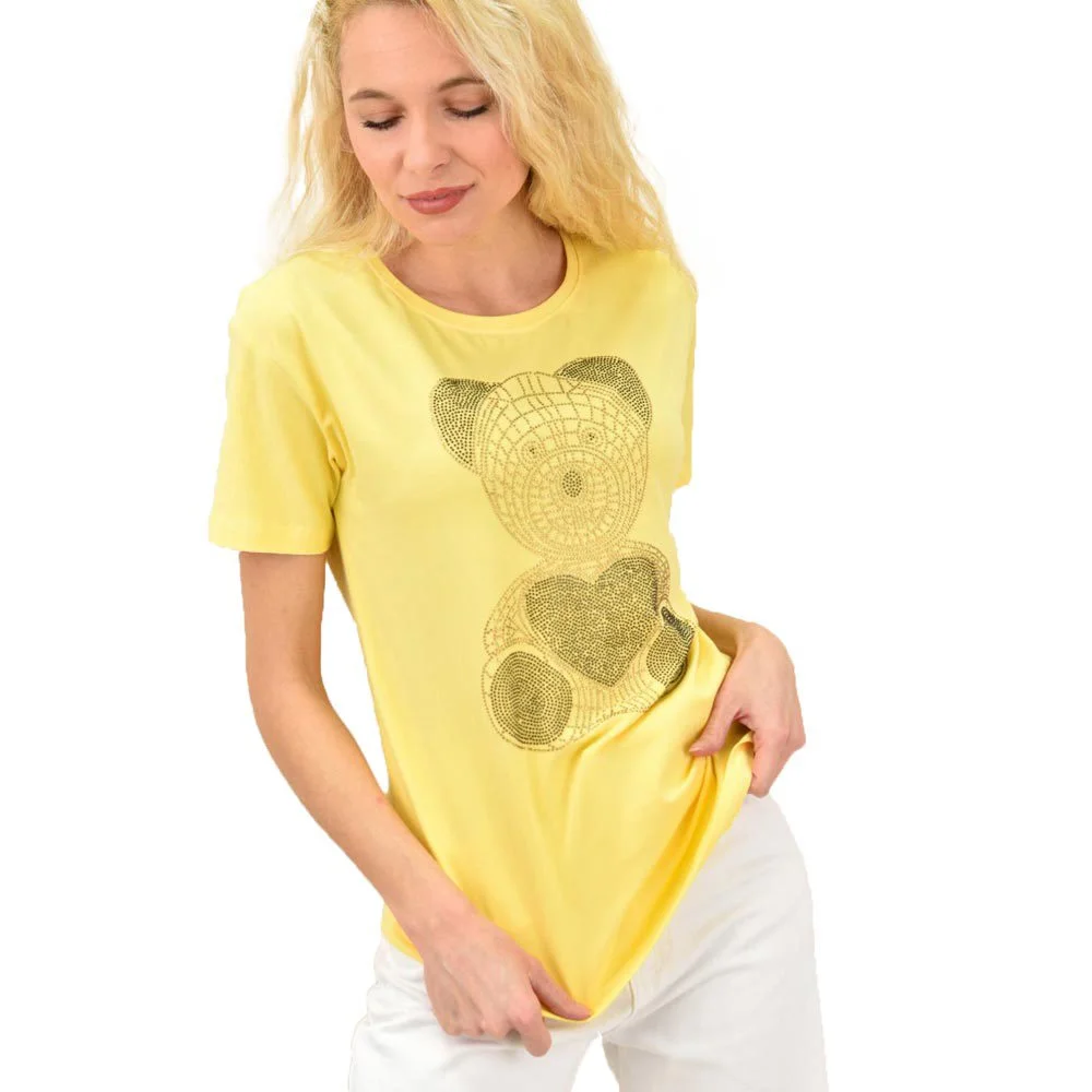 Φωτογραφία προϊόντος: Potre Γυναικείο T-shirt με στρας αρκουδάκι / Κίτρινο