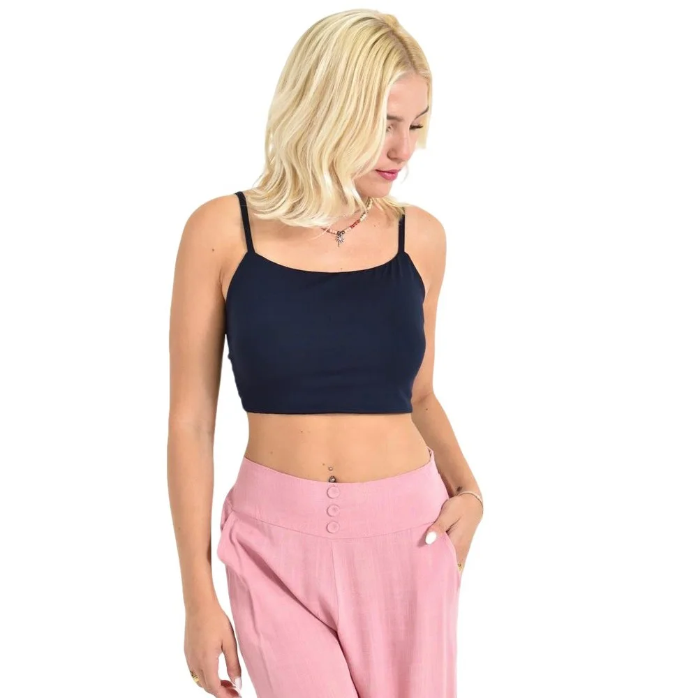 Φωτογραφία προϊόντος: Potre Crop Top με Ράντες & Δέσιμο στην Πλάτη / Μπλε Σκούρο