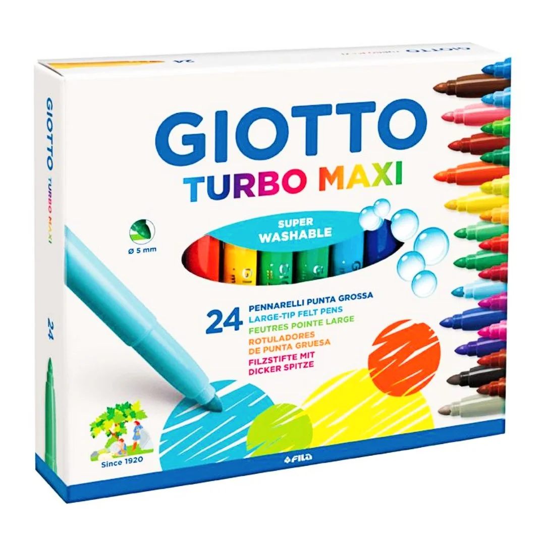 Φωτογραφία προϊόντος: Giotto Turbo Maxi Πλενόμενοι Μαρκαδόροι Ζωγραφικής Χονδροί σε 24 Χρώματα