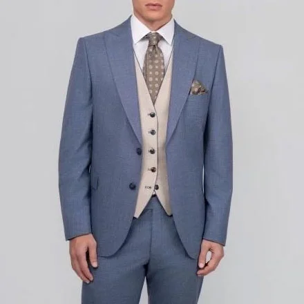 Φωτογραφία προϊόντος: Andrianopoulos Fashion Stores since 1930 Ανδρικό Μπλε Σχεδιαστικό Κοστούμι 3-Piece με Double-Face Γιλέκο – Andrianopoulos
