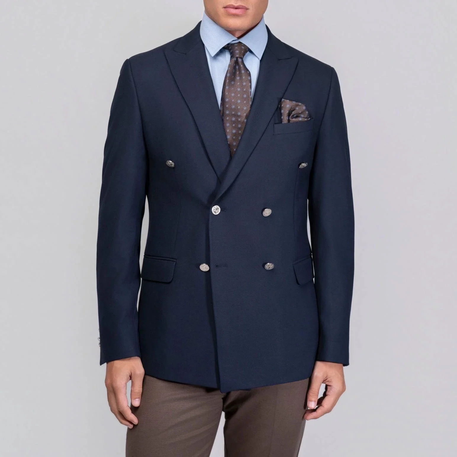 Φωτογραφία προϊόντος: Andrianopoulos Fashion Stores since 1930 Σκούρο Μπλε Σταυρωτό Σακάκι "Club Blazer" με Μεταλλικά Κουμπιά – Andrianopoulos
