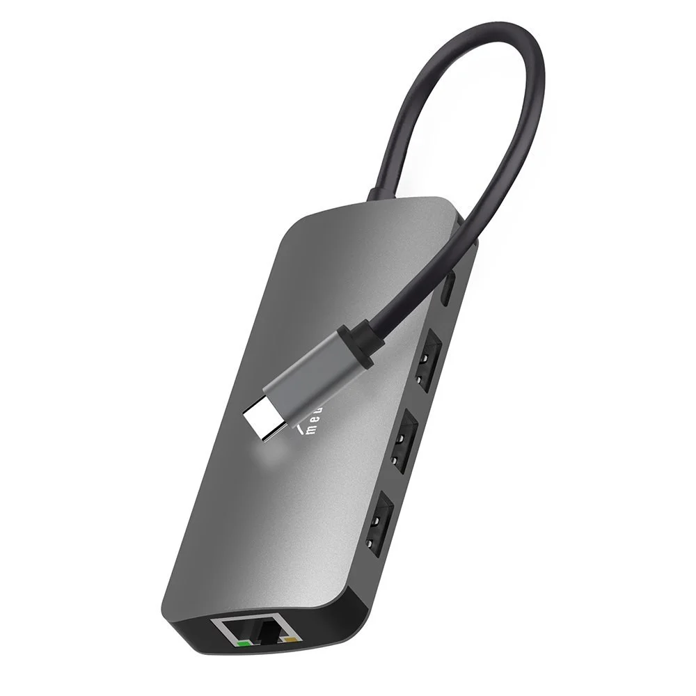 Φωτογραφία προϊόντος: Hub Media-Tech MT5044 8 σε 1 USB-C με 3xUSB 3.0, USB-C PD, HDMI, RJ45, SD και Micro SD Θύρες Γκρι