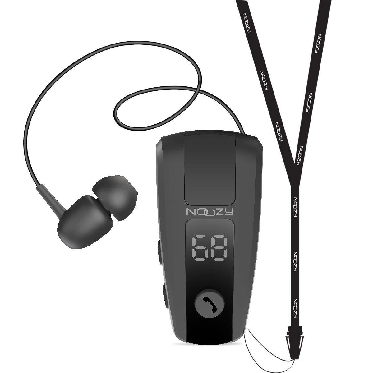 Φωτογραφία προϊόντος: Bluetooth Hands Free Noozy Roller BH69 V.5.2 με LED Οθόνη Δόνηση και Strap Λαιμού Multi Pairing Μαύρο με 11 Ώρες Λειτουργίας