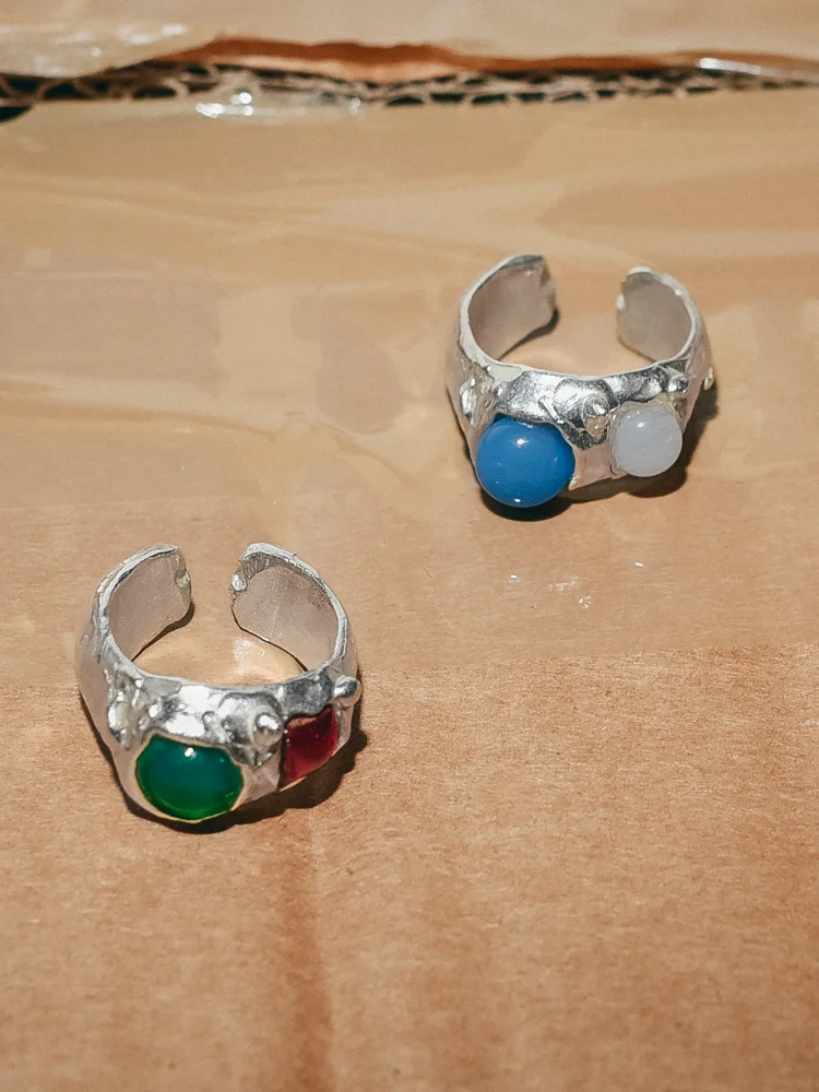 Φωτογραφία προϊόντος: NASILIA JEWELRY Δαχτυλίδι double gem ring green ασήμι 925 NASILIA