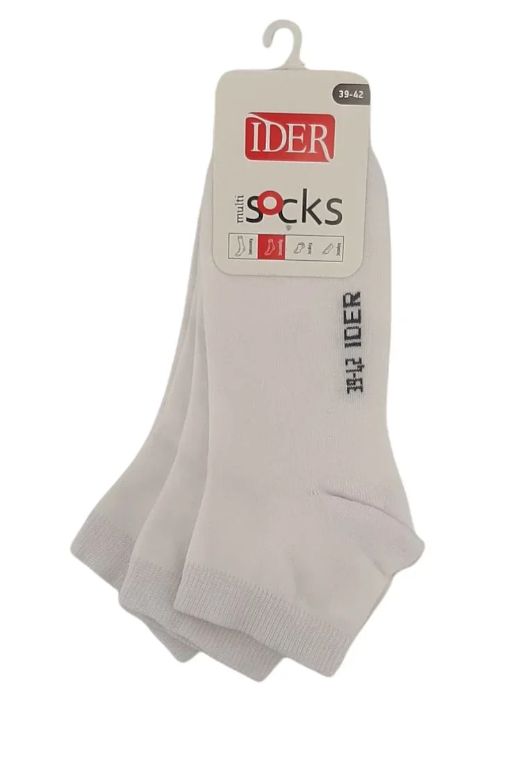 Φωτογραφία προϊόντος: IDER Λευκές Unisex Ημίκοντες Βαμβακερές Κάλτσες Αστραγάλου 3Pack - 35 - 38