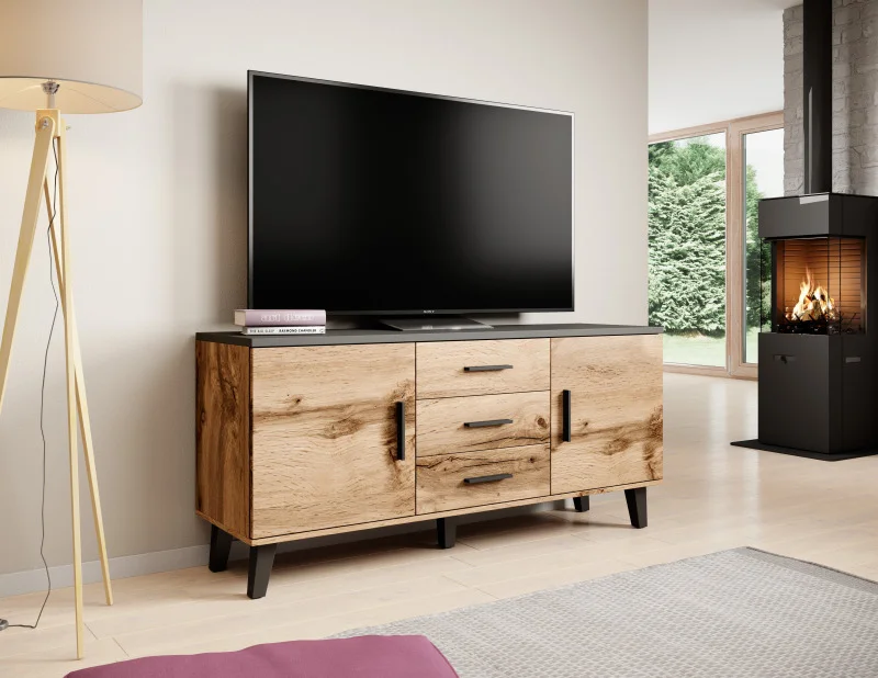 Φωτογραφία προϊόντος: Chest of drawers LOTTA 150 (2D3S) wotan oak/black DIOMMI CAMA-LOTTA-KOMODA-150-2D3S-DWO/CZ