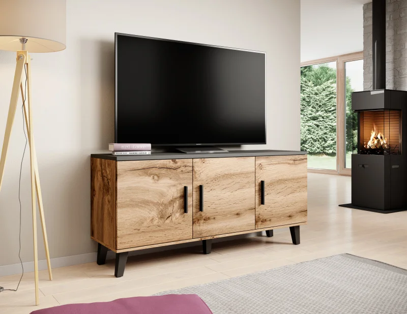Φωτογραφία προϊόντος: Chest of drawers LOTTA 150 3D wotan oak/ black DIOMMI CAMA-LOTTA-KOMODA-150-3D-DWO/CZ