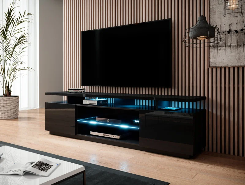 Φωτογραφία προϊόντος: RTV stand EVA black gloss/ black gloss DIOMMI CAMA-EVA-RTV-CZP/CZP