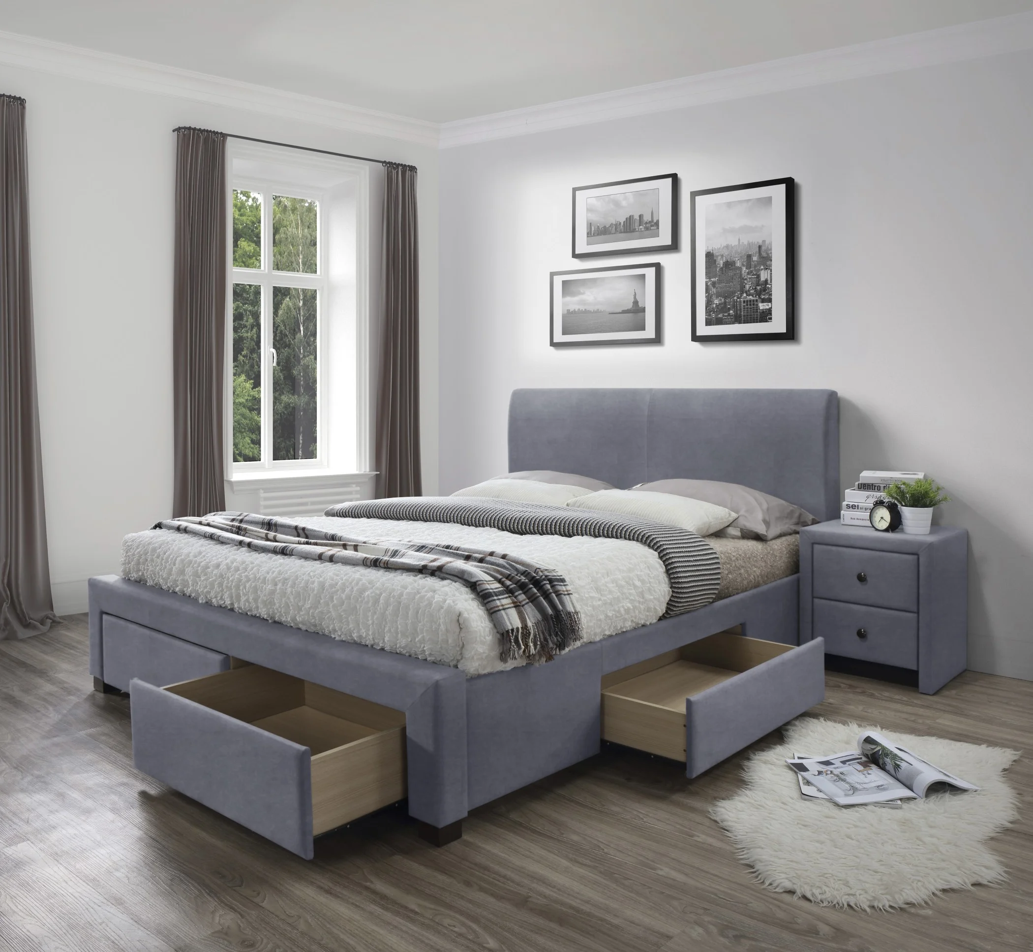 Φωτογραφία προϊόντος: MODENA 3 bed with drawers, color: grey DIOMMI V-CH-MODENA_3-LOZ-POPIEL