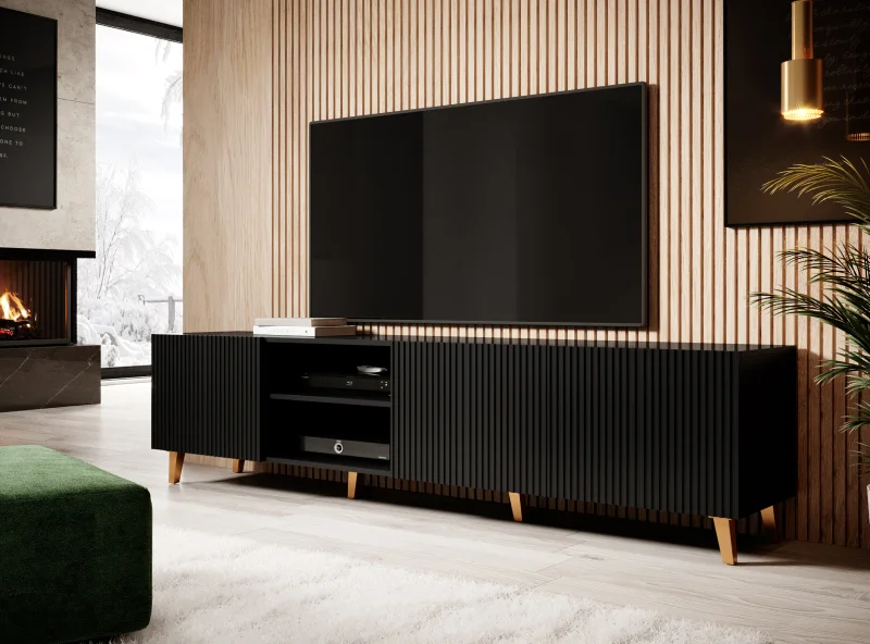 Φωτογραφία προϊόντος: PAFOS TV stand 200/4D black/black DIOMMI CAMA-PAFOS-RTV-200-CZ/CZ