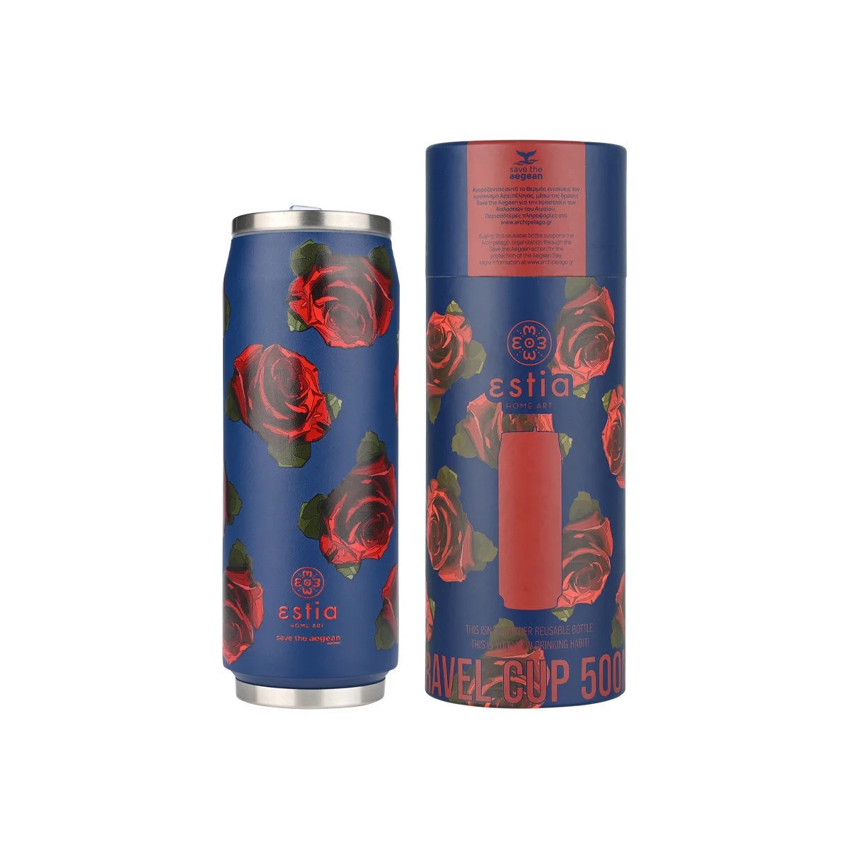 Φωτογραφία προϊόντος: ESTIA HOME ΘΕΡΜΟΣ TRAVEL CUP SAVE THE AEGEAN 500ml ELECTRIC ROSES