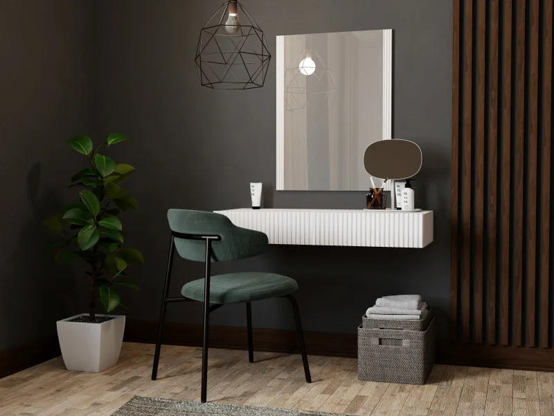 Φωτογραφία προϊόντος: PAFOS vanity table ( hanging ) and mirror white/white DIOMMI CAMA-PAFOS-TOALETKA-BI/BI
