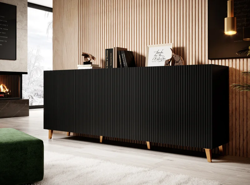 Φωτογραφία προϊόντος: PAFOS chest of drawers 200 4D black/black DIOMMI CAMA-PAFOS-KOM-200-CZ/CZ