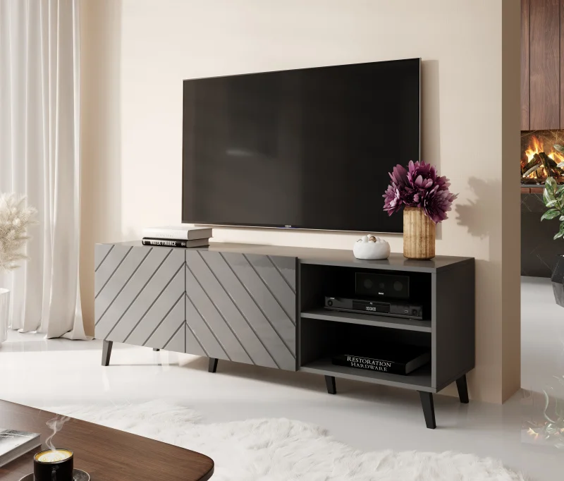 Φωτογραφία προϊόντος: TV stand 150 ABETO mat grey/ gloss grey DIOMMI CAMA-ABETO-RTV-150-GRA/GRA