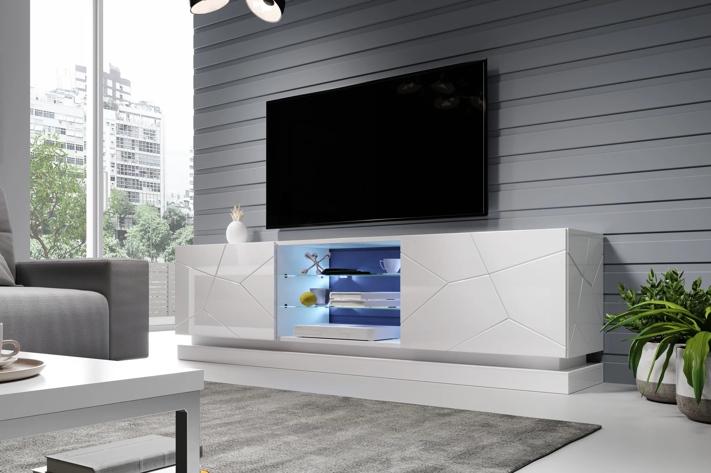 Φωτογραφία προϊόντος: TV stand QIU 200 white DIOMMI CAMA-QIU-200-RTV-BIP