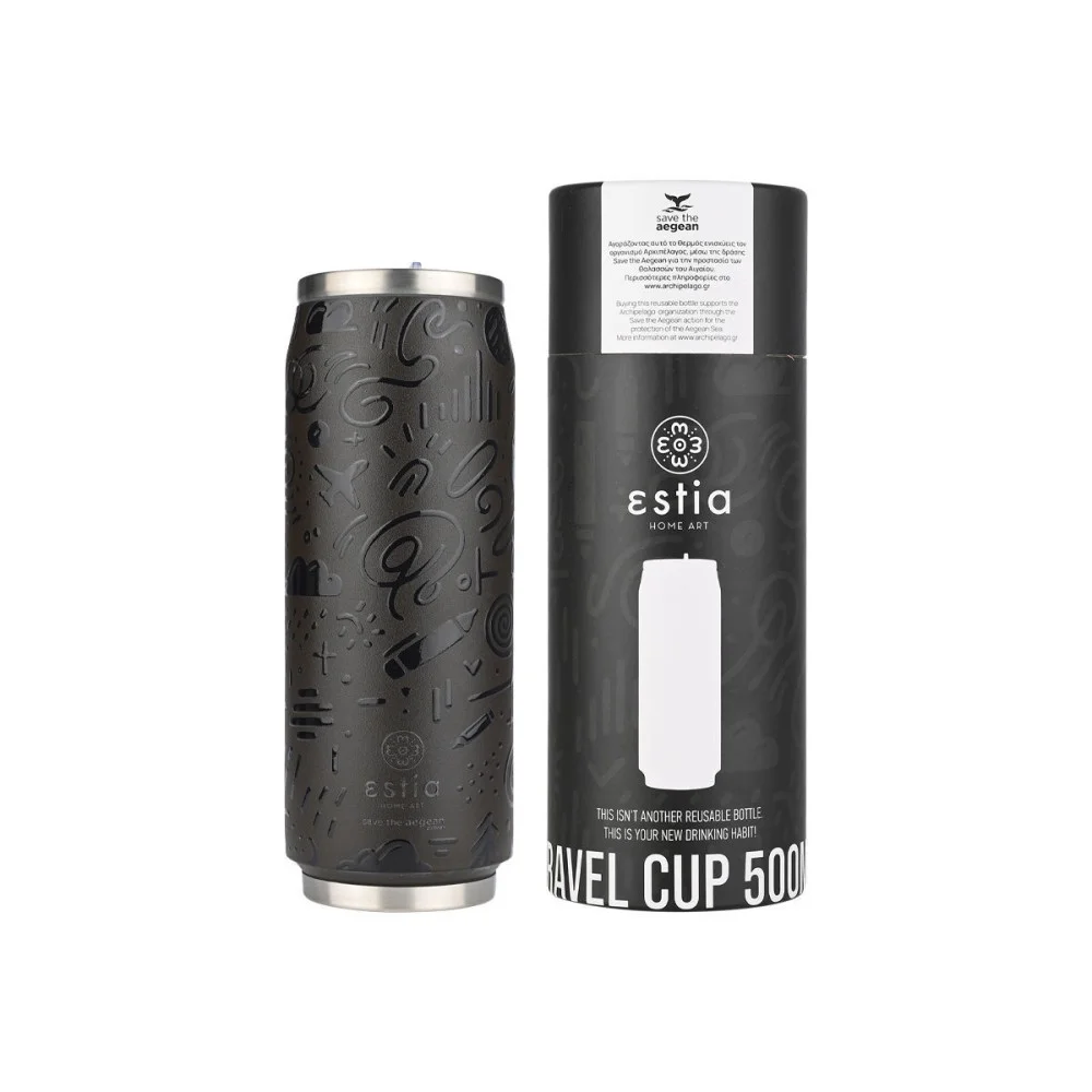 Φωτογραφία προϊόντος: ESTIA HOME ΘΕΡΜΟΣ TRAVEL CUP SAVE THE AEGEAN 500ml NOIR ECHO