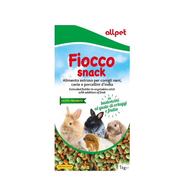 Φωτογραφία προϊόντος: All Pet Fiocco Snack 1kg – Σύνθετη Τροφή με Φρούτα + Λαχανικά για Κουνέλια, Ινδικά Χοιρίδια + Χάμστερ