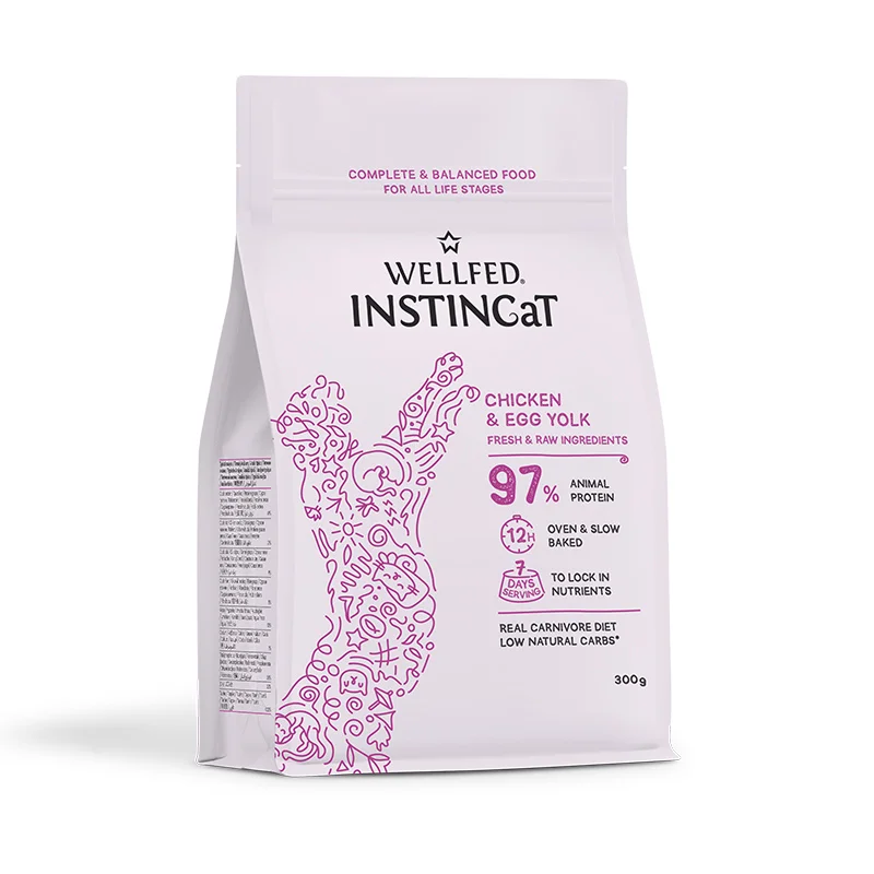 Φωτογραφία προϊόντος: Wellfed Dry Food Wellfed INSTINCaT Chicken + Egg Yolk 300g – All Life Stages | Slow Oven Baked Ξηρά Τροφή Γάτας
