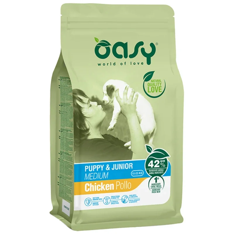 Φωτογραφία προϊόντος: Oasy Dog Puppy + Junior Medium με Κοτόπουλο 3kg