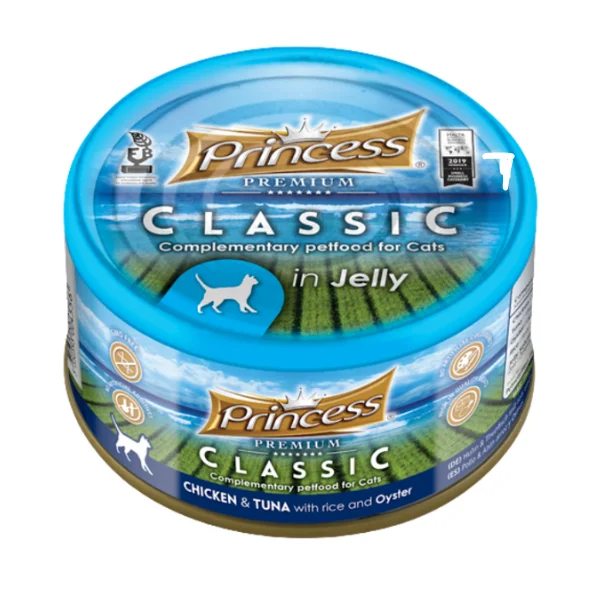Φωτογραφία προϊόντος: Princess Premium Classic Κοτόπουλο, Τόνος + Στρείδι 170g - Υγρή Τροφή Γάτας