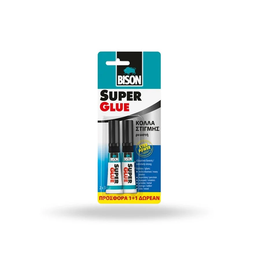 Φωτογραφία προϊόντος: Bison Υγρή Κόλλα Στιγμής Super Glue Xtra Power 2τμχ 3ml