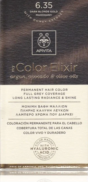 Φωτογραφία προϊόντος: Medipharmacy Apivita My Color Elixir Βαφή Μαλλιών 6.35 Ξανθό Σκούρο Μελί Μαονί 50 ml
