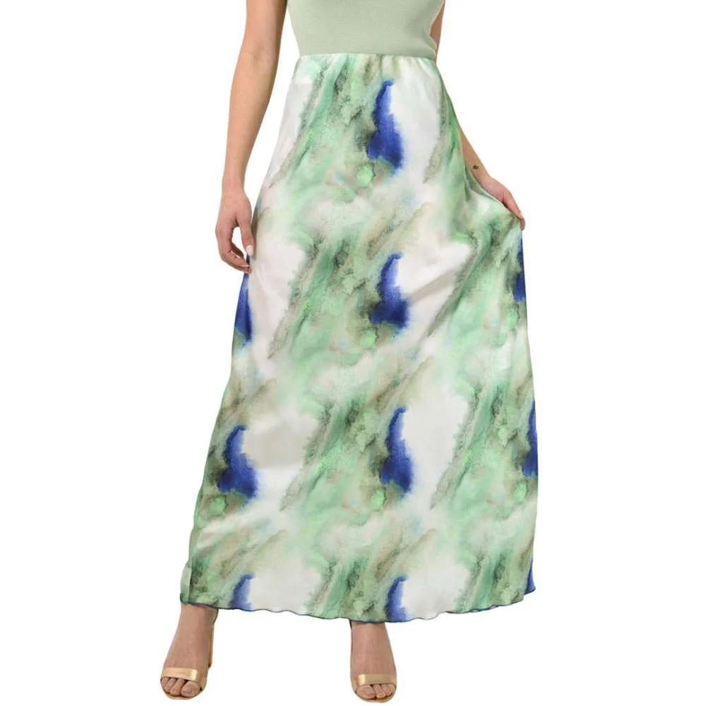 Φωτογραφία προϊόντος: First Woman Midi φούστα σατέν tie dye / Πράσινο