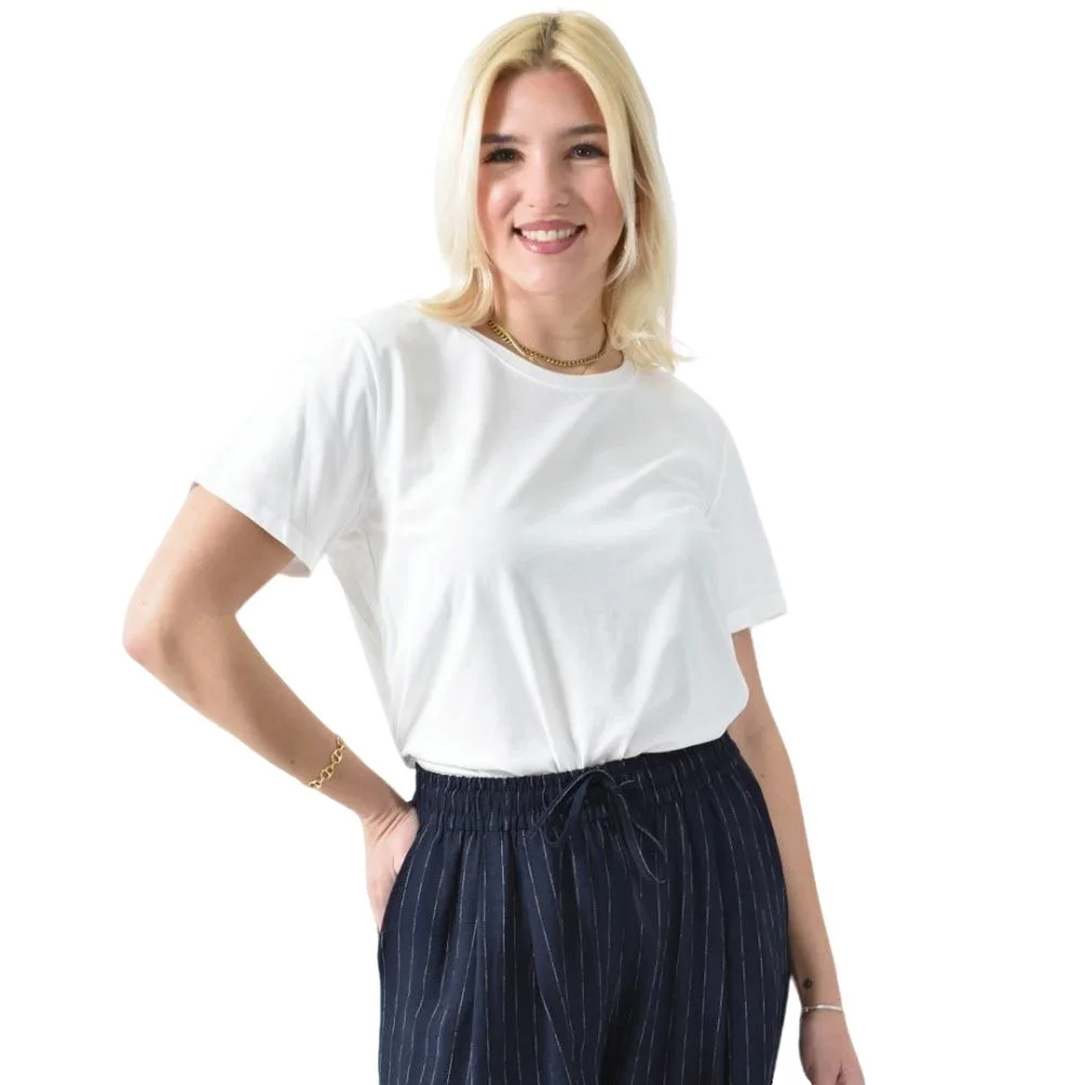 Φωτογραφία προϊόντος: Potre Μονόχρωμο T-shirt με στρόγγυλη λαιμόκοψη / Λευκό