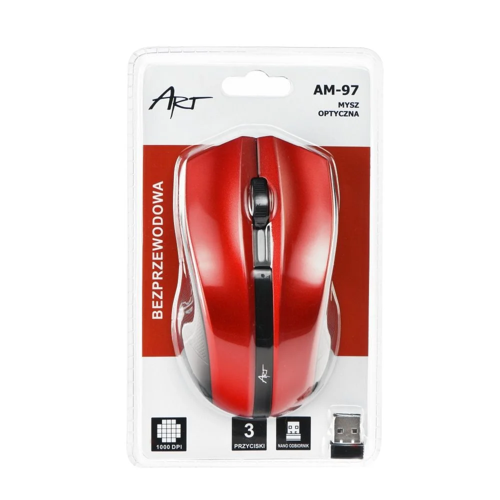 Φωτογραφία προϊόντος: . Art Optical wireless mouse USB AM-97 red