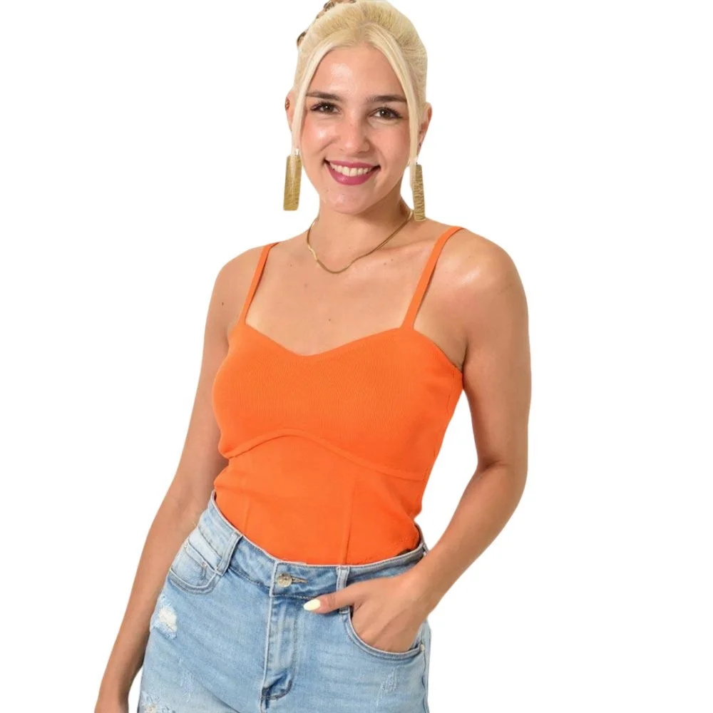 Φωτογραφία προϊόντος: Potre Crop top πλεκτό με λεπτές τιράντες / Πορτοκαλί