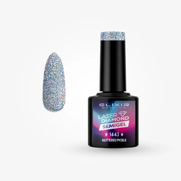 Φωτογραφία προϊόντος: Elixir Makeup Elixir Make-Up Semigel Nail Polish (Glittered pickle)#1443 8ml