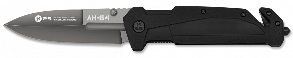 Φωτογραφία προϊόντος: ΣΟΥΓΙΑΣ K25 AH-64 penknife.Black rubbered handle, blade 9cm, 18871