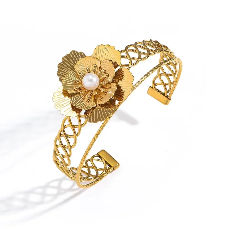 Φωτογραφία προϊόντος: Peach Jewelry Βραχιολι Κομψό Στυλ Λουλούδι Χρώμα Χρυσό Από Ανοξείδωτο Ατσάλι