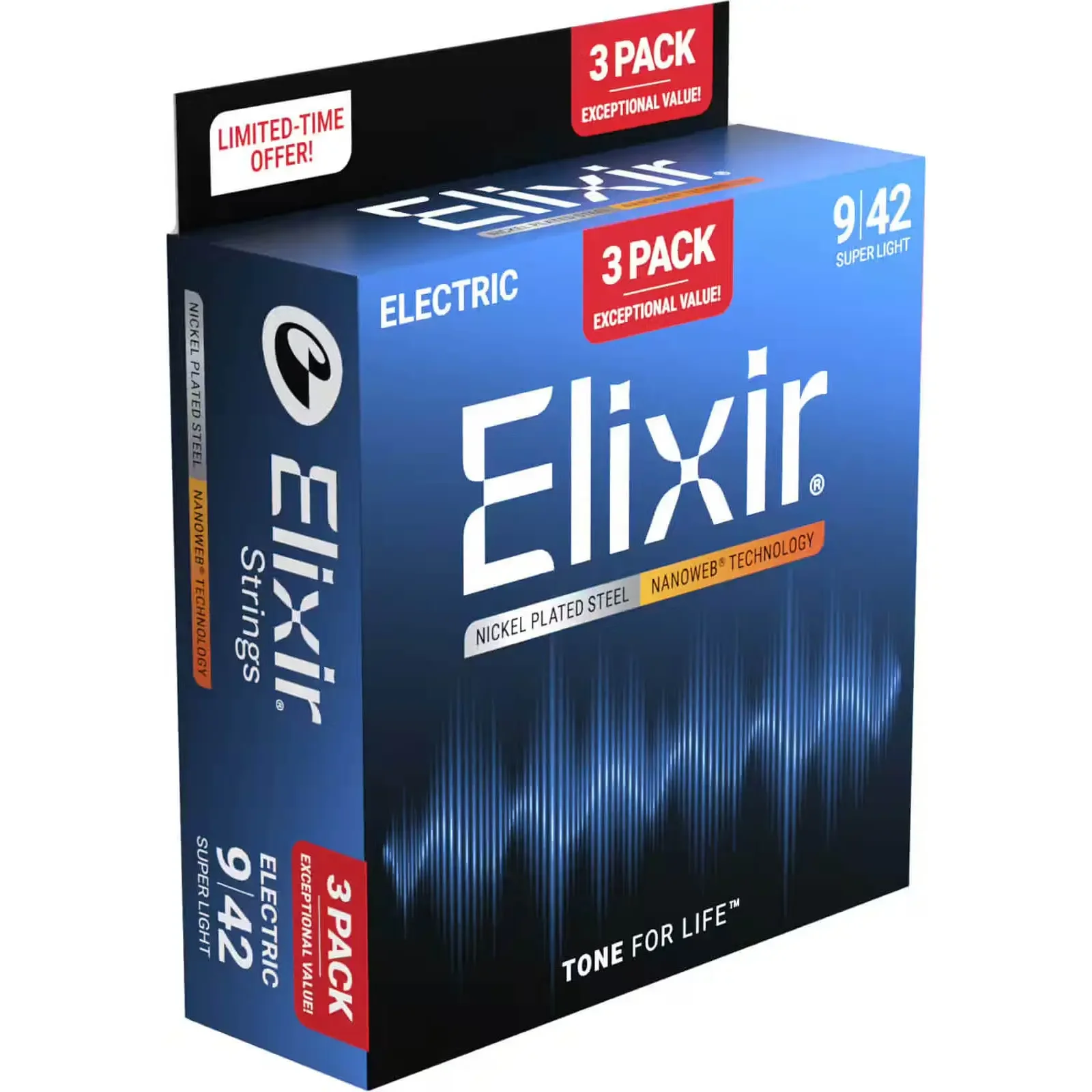 Φωτογραφία προϊόντος: Elixir 16566 Nanoweb Nickel Plated Χορδές Ηλεκτρικής Κιθάρας 09-42 (3-pack)